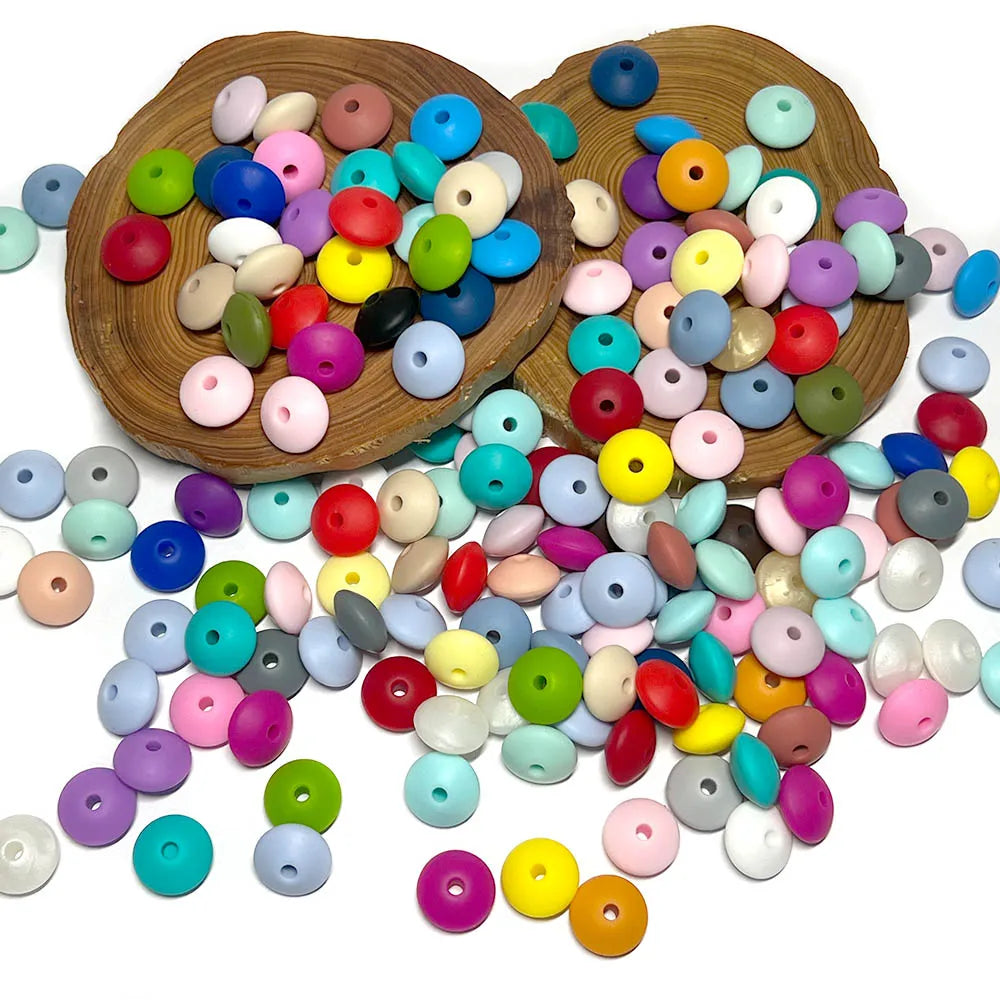 BOBO.BOX 100pc12mm Silicone Lentil Beads Baby Teething Bead BPA-Free Food Grade Making Baby Oral Care Pacifier Chain Accessorise