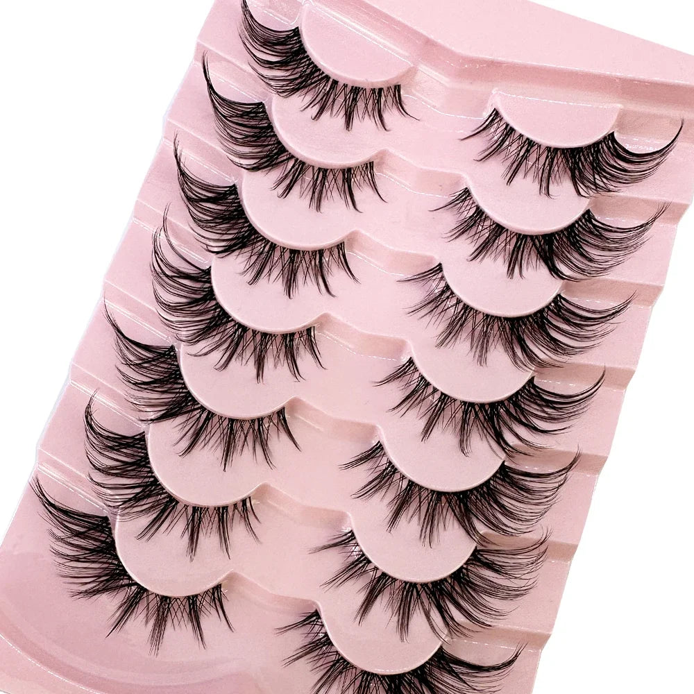 NEW 7pairs 8D Mink Lashes Natural Short False Eyelashes Mink Eyelashes 3D Mink Lashes Wispy HandMade Full Strip Lashes  Makeup