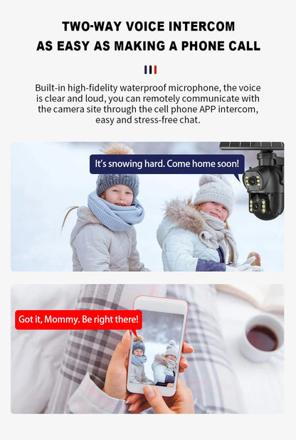 Neye P18 Solar Powered 4G SIM Card Camera 4K 8MP Outdoor Dual Lens PTZ Camera PIR Human Detection Ultra Long Battery Life