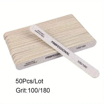 10/25/50Pcs Nail File 100/180/240 Wooden Sanding Buffer Block Pedicure Manicure UV Gel Nail Polish Pro Files Artificial tips