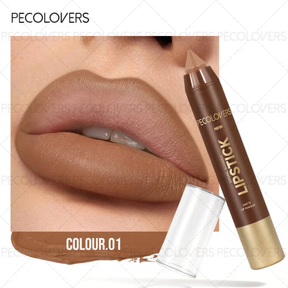 6PCS/Set Waterproof Matte Lipstick Pencil - Contour Tint Lipstick, Non-Stick Cup Lipliner Pen, Long-Lasting Matte Finish, All Skin Types, Beauty Makeup Art, Matte Finish Lipstick