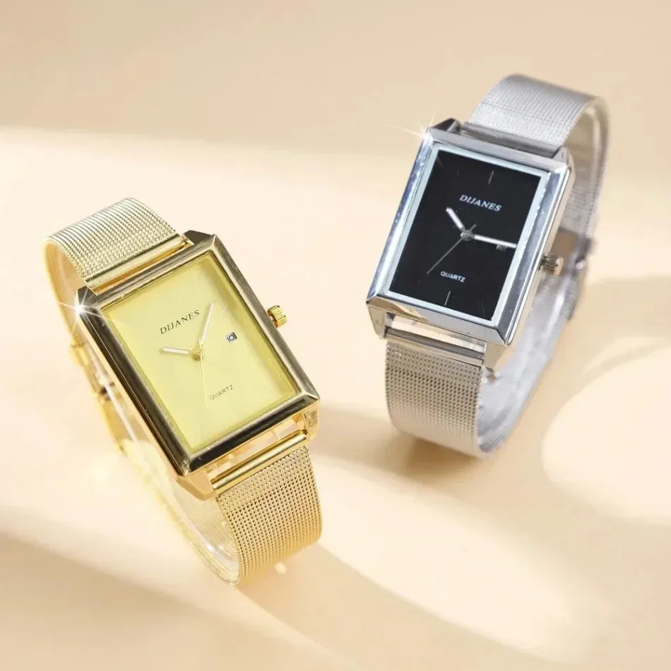 2 Piece/Set Fashion Casual Men's Watch Set Alloy Dial Strap Stylish Square Men's Watch with Date Display Ideal for Gift Giving