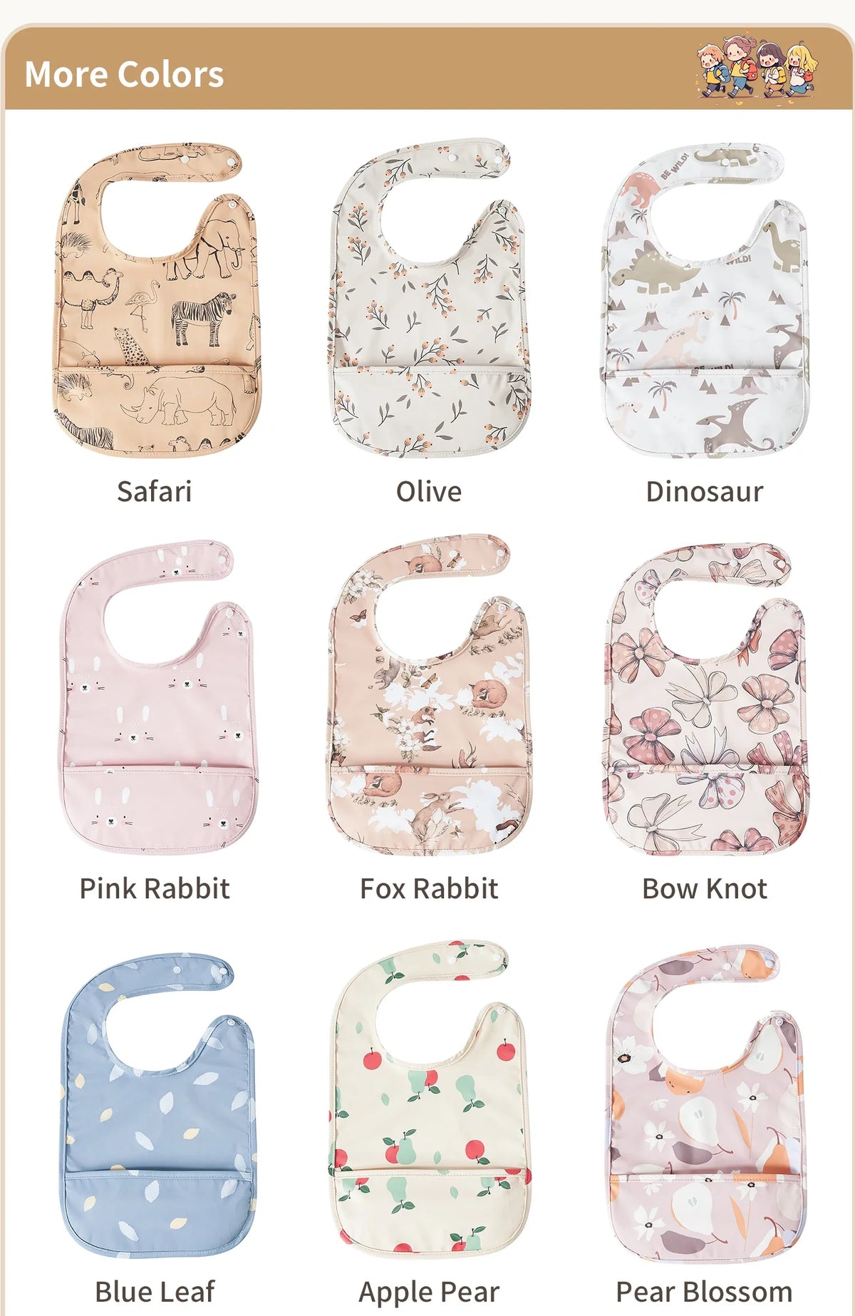 Cute Baby Bibs Toddler Bandana Bib Waterproof Sleeveless Apron PU Skin Animals Children Feeding Smock Bib Baby Stuff 0-5 Years
