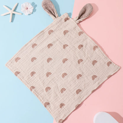 Newborn Baby Cotton Mulsin Comforter Carton Rabbit Ear Double Guaze Soothe Appease Towel for Toddlers Bibs Burp Cloths Infant