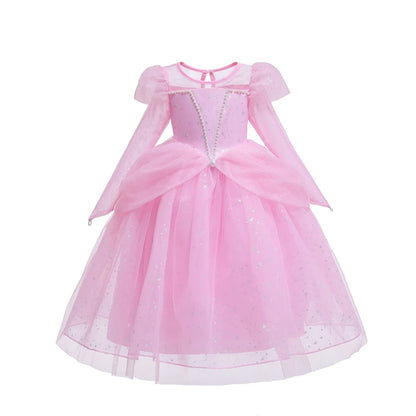 Elsa Cosplay Costume Kids Layers Deluxe Ball Gown Princess Dresses Aurora Christmas Wedding Evening Dress Girls Princess Dresses