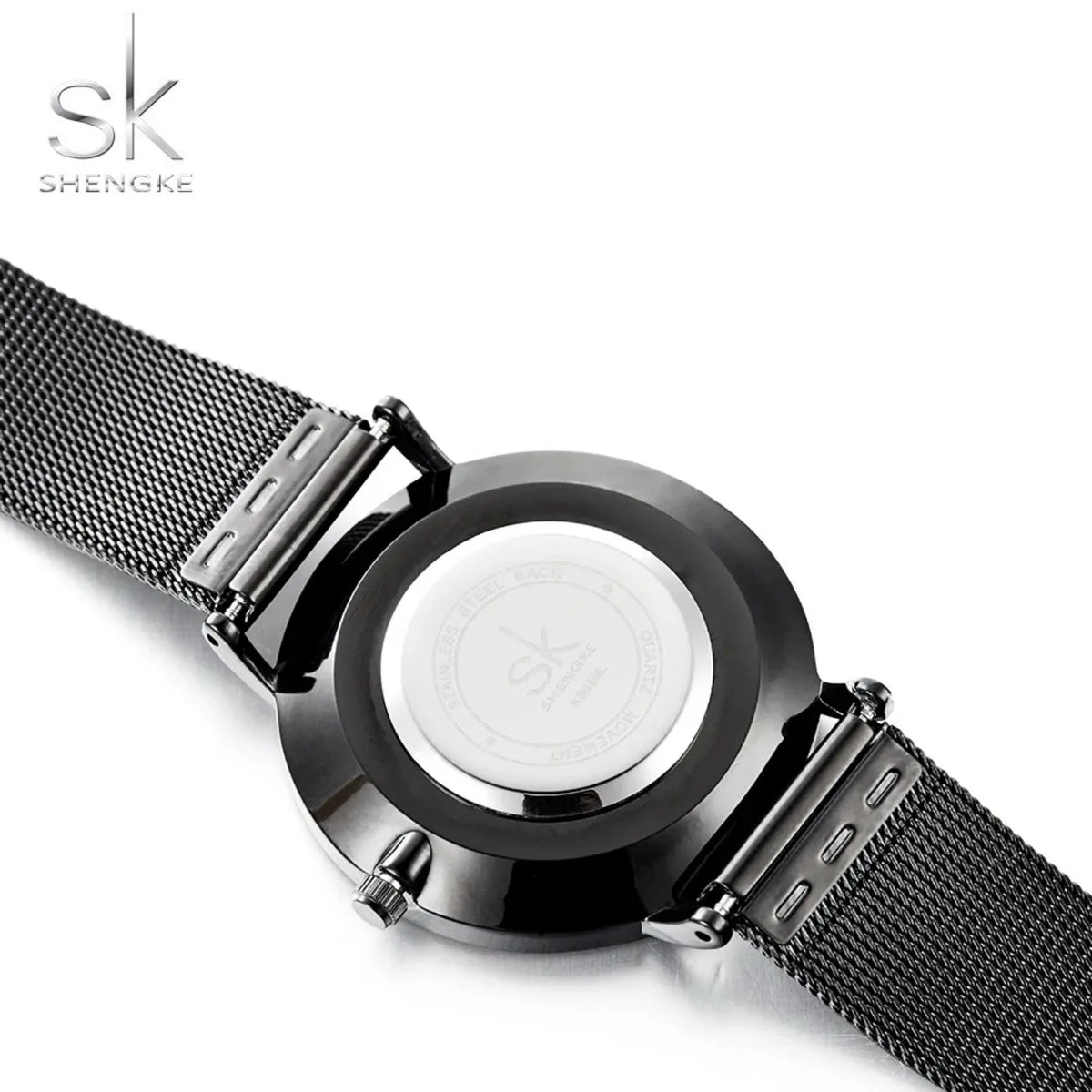 Shengke Fashion Black Watch for Women Classic Relogio Feminino Quartz Ladies Watch Woman Adjustable Mesh Strap Montre Femme