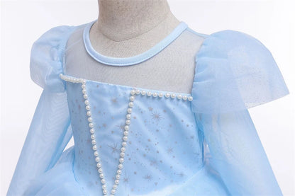 Elsa Cosplay Costume Kids Layers Deluxe Ball Gown Princess Dresses Aurora Christmas Wedding Evening Dress Girls Princess Dresses