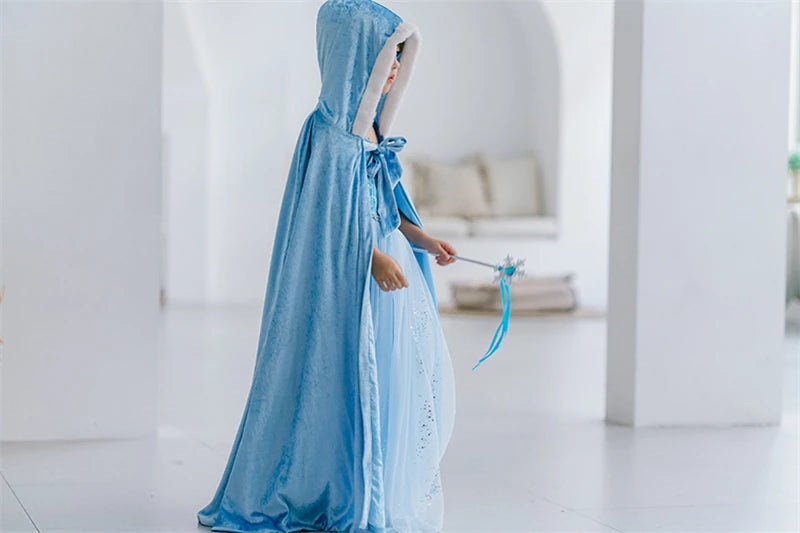 Elsa Cosplay Costume Kids Layers Deluxe Ball Gown Princess Dresses Aurora Christmas Wedding Evening Dress Girls Princess Dresses