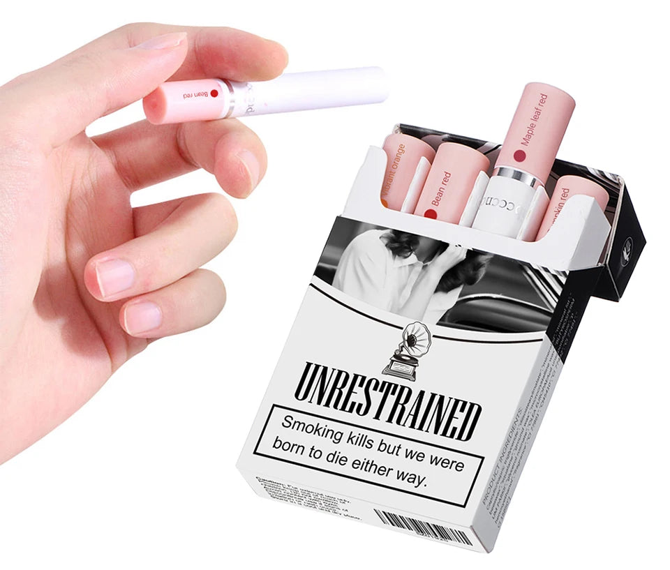4PCS/Set Creative Cigarette Lipstick Set Matte Long Lasting Waterproof Matt Lip Stick Tube Nude Red Velvet Lip Tint Makeup