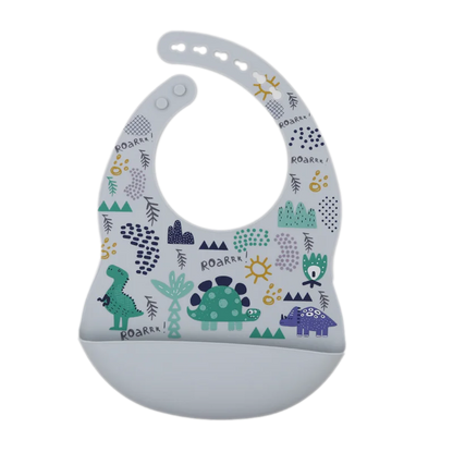 Customize Cartoon Animal Silicone Baby Bib with Name & Pattern Food-Grade Solid Feeding Bib DZ31