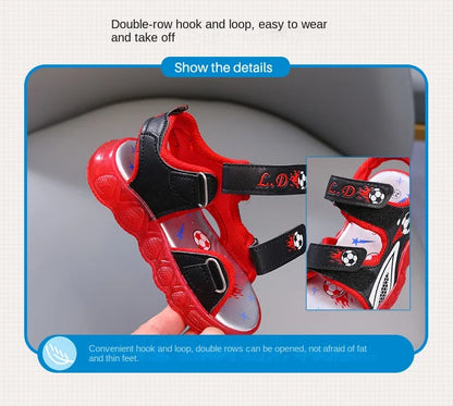 Children's Flashing Soft Sole Sandals Student LED Light-Up Shoes Boys and Girls Light-Up Sandals kids Glowing Beach Shoes