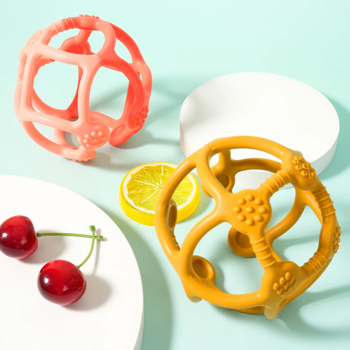 Color Kids 1PCS Silicone Baby Toy Ball Shape Chewing Toys Toddler Teether Toy BPA Free Teething Toys For Babies Soft Baby Stuff