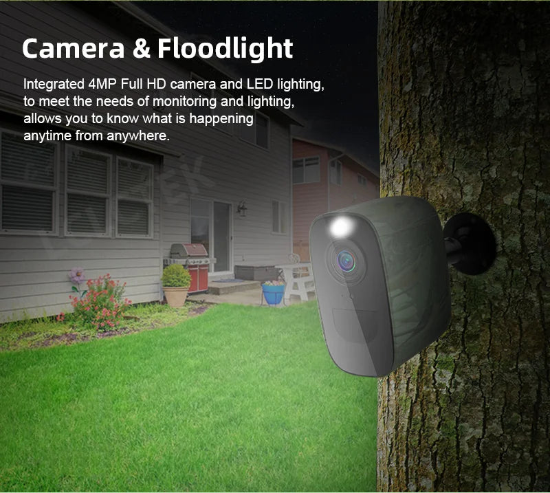 LCLCTEK 4G SIM Card Battery Powered Security Camera Full Color 4MP PIR Detection IP66 Outdoor Wireless CCTV Surveillance Cam