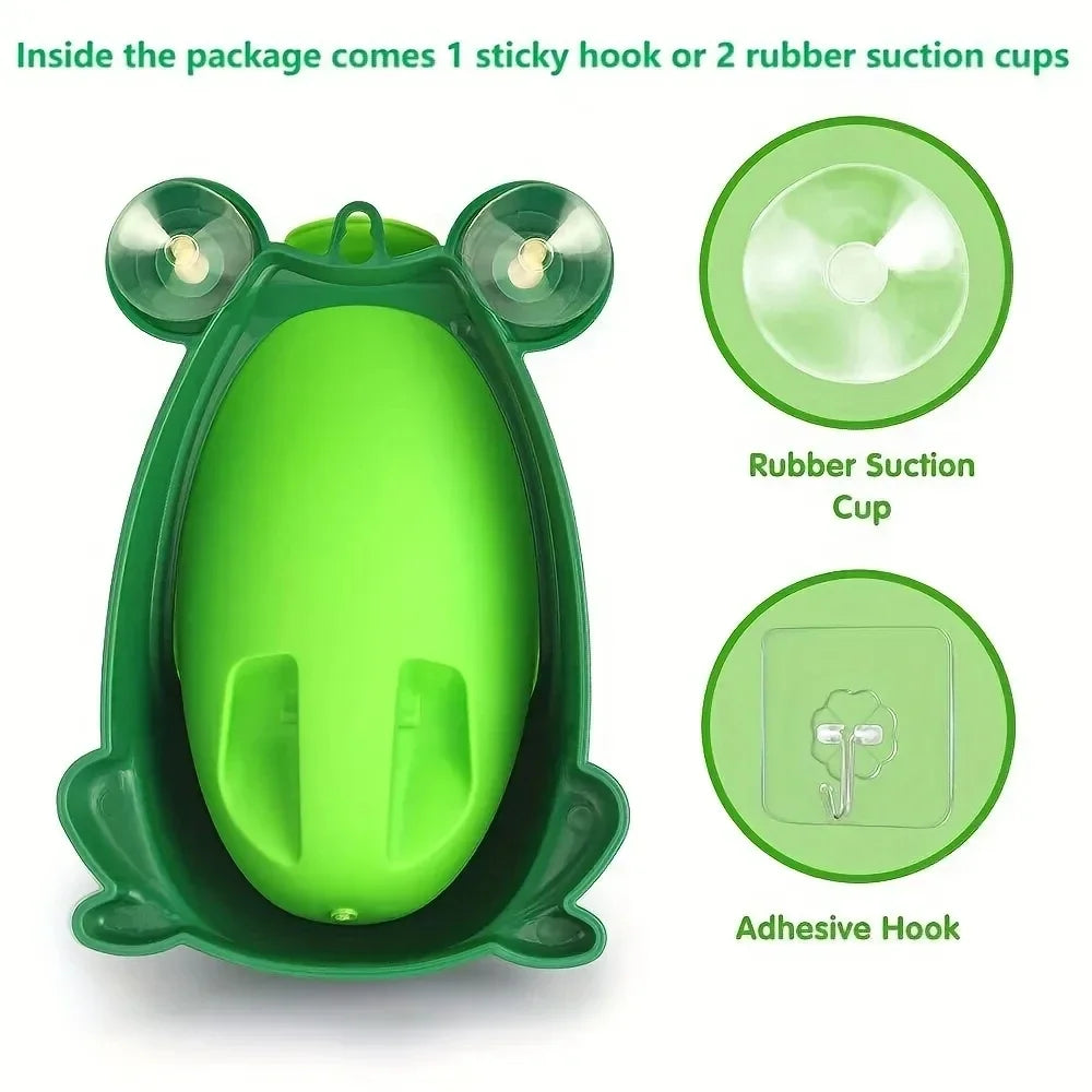 Boys Potty Training Urinal, Frog Design with Spinning Aim Target, Wall Mount Standing Pee Trainer for Toilet, Easy Clean