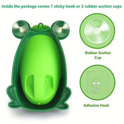 Boys Potty Training Urinal, Frog Design with Spinning Aim Target, Wall Mount Standing Pee Trainer for Toilet, Easy Clean