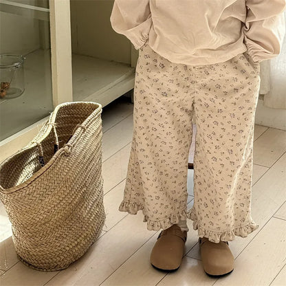 2026 Spring New Girls Cotton Loose Harem Pants Children Girl Clothes Casual Ankle-length Trousers Toddler Kids Corduroy Pants