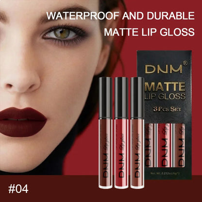 DNM 3PCS Liquid Lipstick Sets Waterproof Matte Black Blue Purple Blue Sexy Lip Gloss Long Lasting Nude Lip Tint Stain Makeup Kit