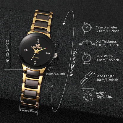 2PCS Couple's Watches Fashion Stainless Steel Band Women's Quartz Watch Men Business Wristwatches