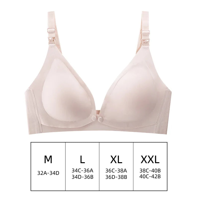 Pregnant Women Front Open Buckle Feeding Bra Solid Color Maternity Nursing Bra with Removable Pads