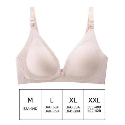 Pregnant Women Front Open Buckle Feeding Bra Solid Color Maternity Nursing Bra with Removable Pads
