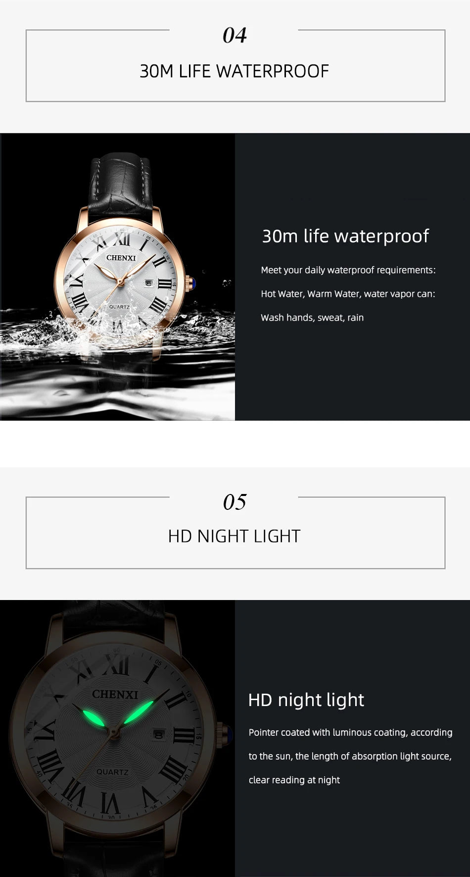 CHENXI New Women Watch Top Luxury Brand Waterproof Ladies Watches Fashion Dress Leather Quartz Wristwatches Relogio Feminino