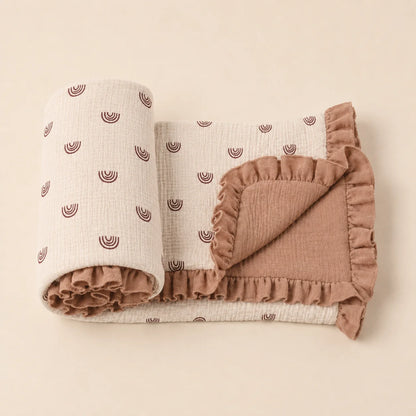 1PCS Soft Breathable Newborn Swaddle Blanket with Lace Edge Versatile Baby Wrap for Carriage Cover And Nursery Room Blanket Suit