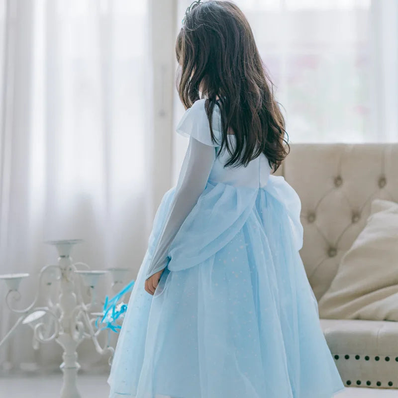 Elsa Cosplay Costume Kids Layers Deluxe Ball Gown Princess Dresses Aurora Christmas Wedding Evening Dress Girls Princess Dresses