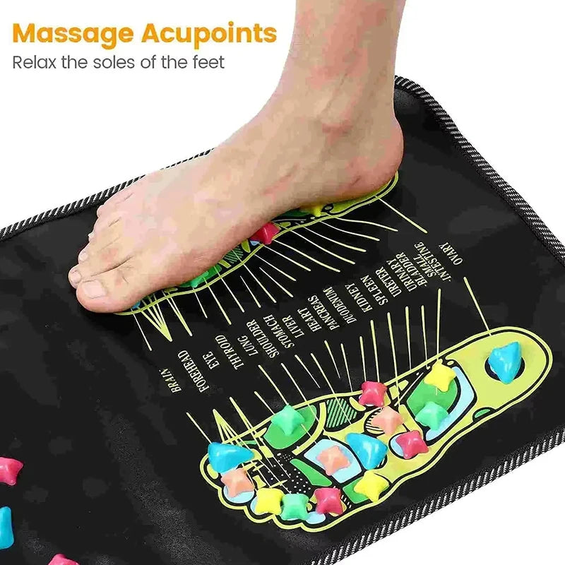 Foot Massage Mat Reflexology Walk Stone Road Acupressure Acupoint Mat For Long Sitting, Elderly & Students