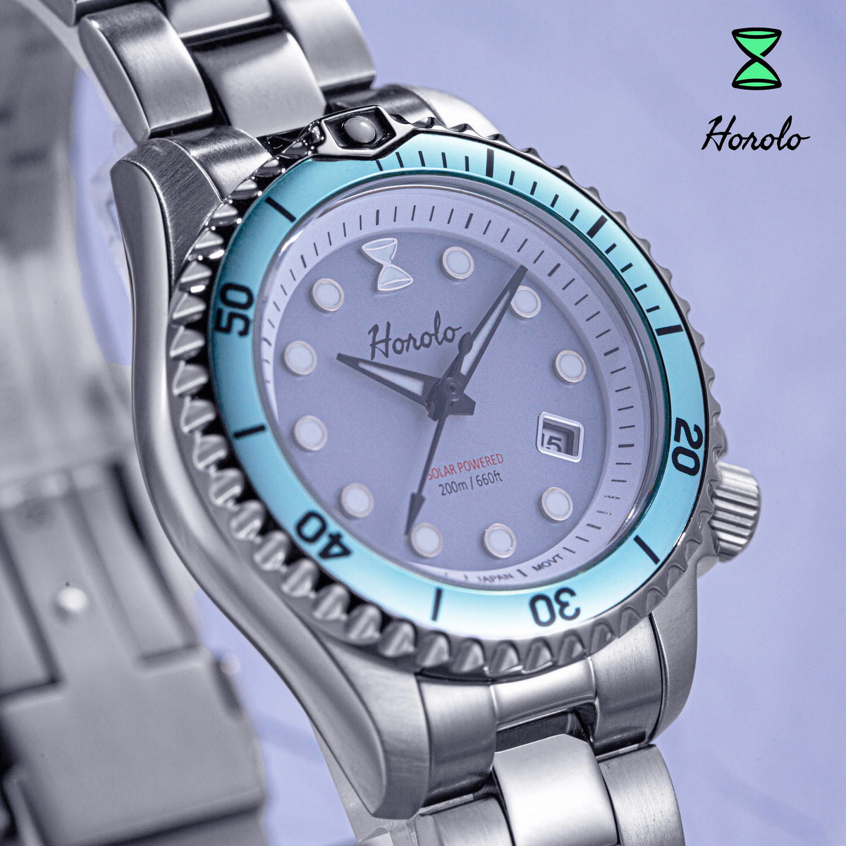 Horolo 30mm Women's Watches Japan Solar Movement Luminous Water Resistant Sapphire Stainless Steel Luxury Watch Gift For Wife