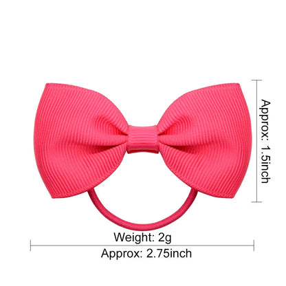 2.75 Inch Small Ribbon Bows With Elastic Hair Bands For Kids Girls Ponytail Solid Color Bowknot Hair Ropes Ties Hair Accessories