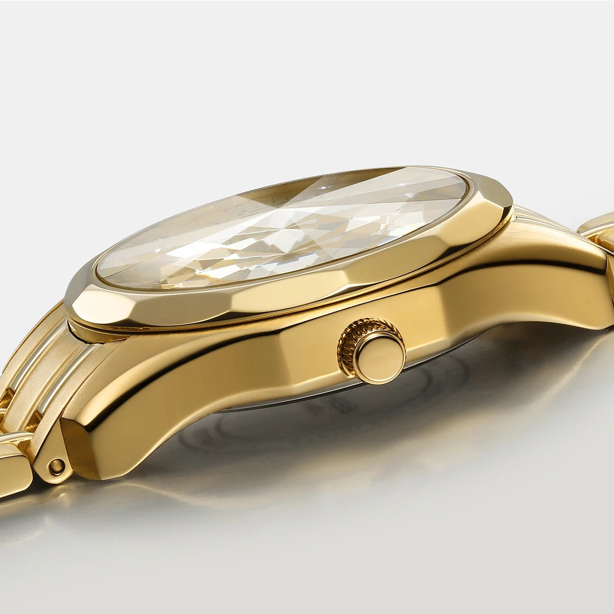 BERNY Golden Watch for Women Quartz Luxury Diamond Shape Lens Ladies Wristwatch Waterproof Stainless Steel Fashion Women Watch