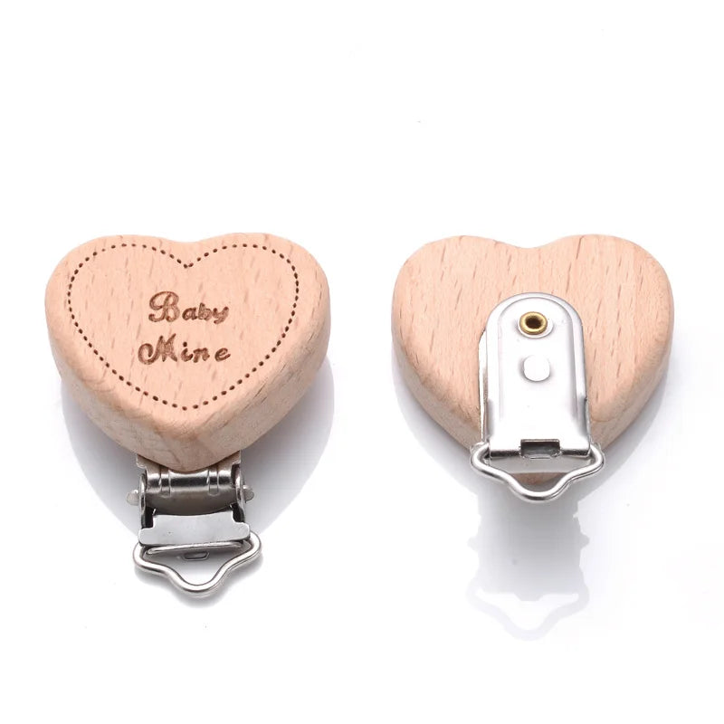 1Pcs Printing Animal Dummy Clip Beech Wood Nipple Clip For Teether Chewing Toys Accessory DIY Anti-Drop Baby Pacifier Chain