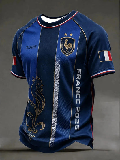 2026 France Fan Inspired Soccer Jersey 3D Graphic T-shirt Quick Dry Casual Daily Sports Tee Family Matching Unisex Adults Kids
