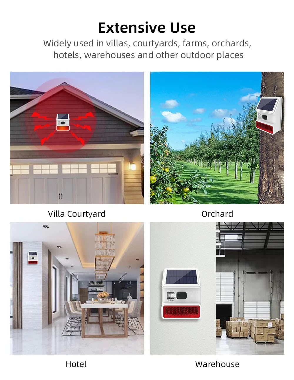 New 433MHz Wireless light Flash Strobe Outdoor Solar Waterproof Siren for Home Burglar PIR Motion Door Gap Security Alarm System
