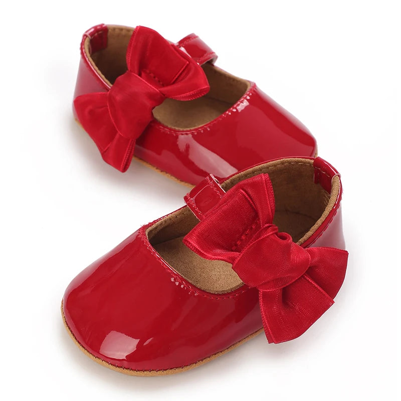 Toddler Girls' Fashionable Bowknot Princess Shoes, Comfortable Soft Mary Jane Flat Shoes Suitable For Parties And Various Activi