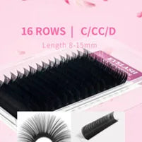 GLAMLASH L+/LC/LD/LU(M)/N Curl 7~15mm MIX 16rows/Case Mink Eyelash Extension Individual Lashes Soft False Eyelashes