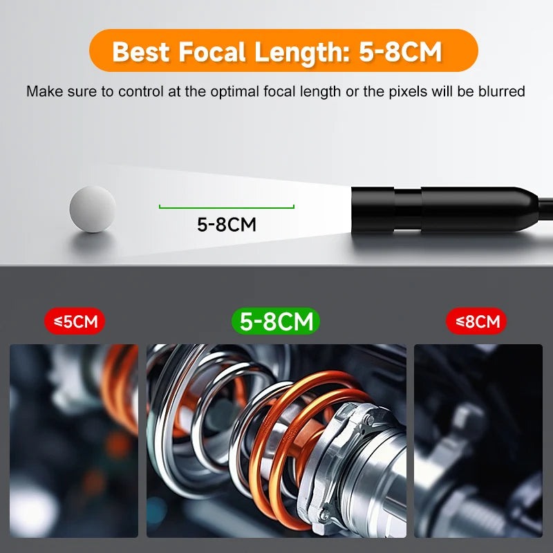 Handheld Endoscope HD 8MM Camera Industria Borescope 4.3‘’ IPS Screen 2-100M Rigid Cable IP67 Waterproof Adjustable Length