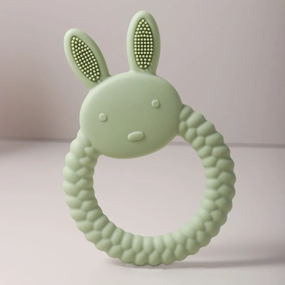 Silicone Teether Baby Gift Easter Bunny Shaped Cartoon Cute Teething Toy Chew Bead Sensory Gum Relief Soother