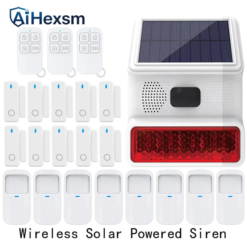 New 433MHz Wireless light Flash Strobe Outdoor Solar Waterproof Siren for Home Burglar PIR Motion Door Gap Security Alarm System