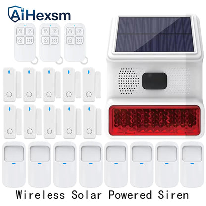 New 433MHz Wireless light Flash Strobe Outdoor Solar Waterproof Siren for Home Burglar PIR Motion Door Gap Security Alarm System