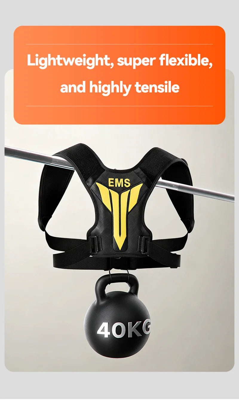 Electric Muscle Stimulator EMS Back Shoulder Vibration Stress Relief Massager Smart Muscle Toner Correct Body Posture USB Charge