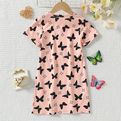 1/2 Piece Children's Sweet And Lovely Straight Skirt Loose And Comfortable Girl's Home Skirt Casual Round Neck Plus Size Skirt