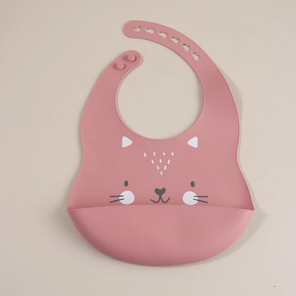 Customize Cartoon Animal Silicone Baby Bib with Name & Pattern Food-Grade Solid Feeding Bib DZ31
