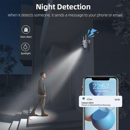 8MP Dual Lens WiFi PTZ Camera Outdoor Security Camera 4MP+4MP Wireless CCTV IP Camera Smart Home Surveillance Night Vision AI De