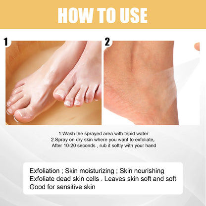 Foot exfoliating spray: repairs, brightens, removes dead skin, calluses, and repairs dry cracks. Foot whitening and care spray.