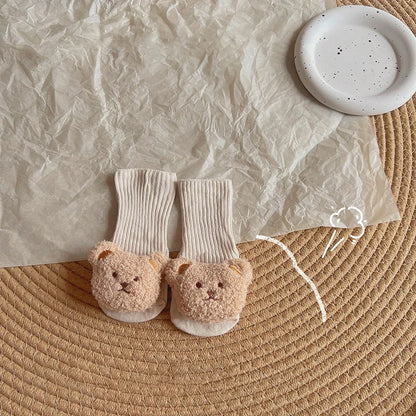 Korean Cartoon Bear Baby Sock Cute Middle Tube Boys Girls Sock Soft Infant Toddler Sokken Solid Color Newborn Sox