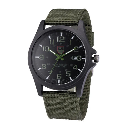 Men Genuine XINEW Brand Watches Students Fashion Casual Nylon Band Sports Army Gifts Date Quartz Wrist Watch Black Montre Homme