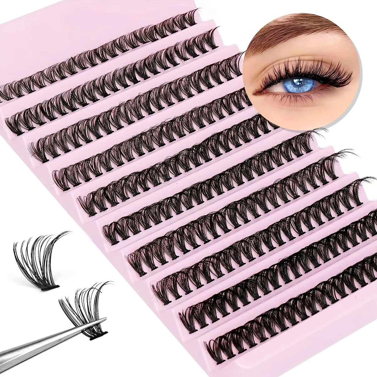 Cluster Lashes, 240pcs 40D 9-16mm Mixed Lengths, Ultra-Natural Look Thin Ultra-Soft Ultra-Light, Reusable  for Beginners