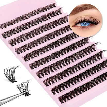 Cluster Lashes, 240pcs 40D 9-16mm Mixed Lengths, Ultra-Natural Look Thin Ultra-Soft Ultra-Light, Reusable  for Beginners