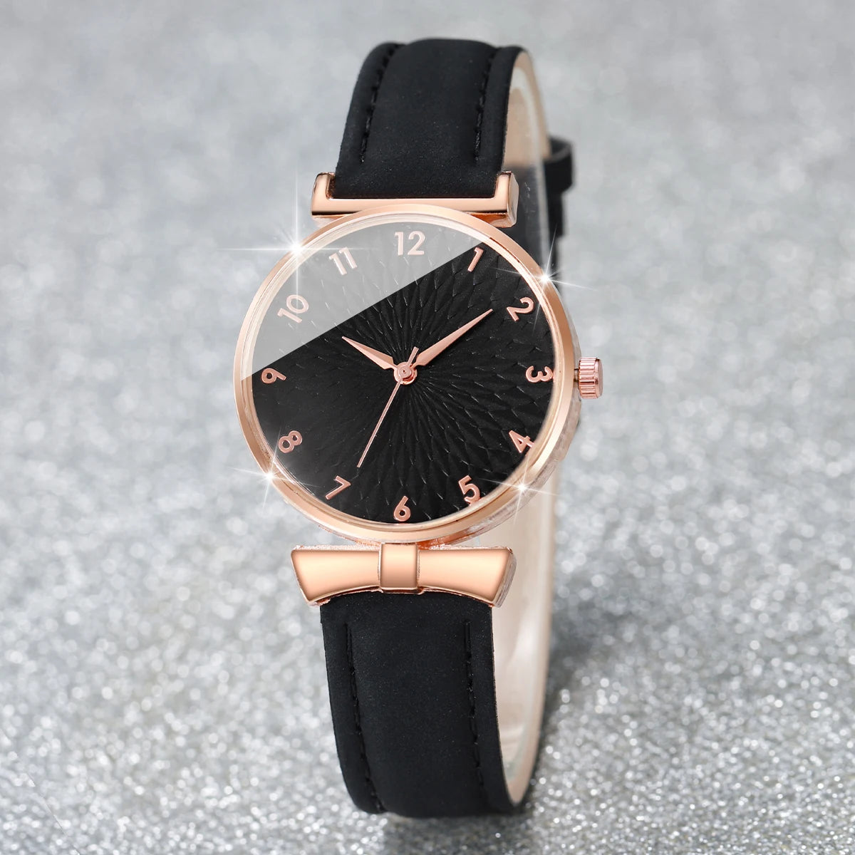 6pcs/set Ladies' belt watch, student ins style Korean version, simple temperament, light luxury, niche with calendar quartz